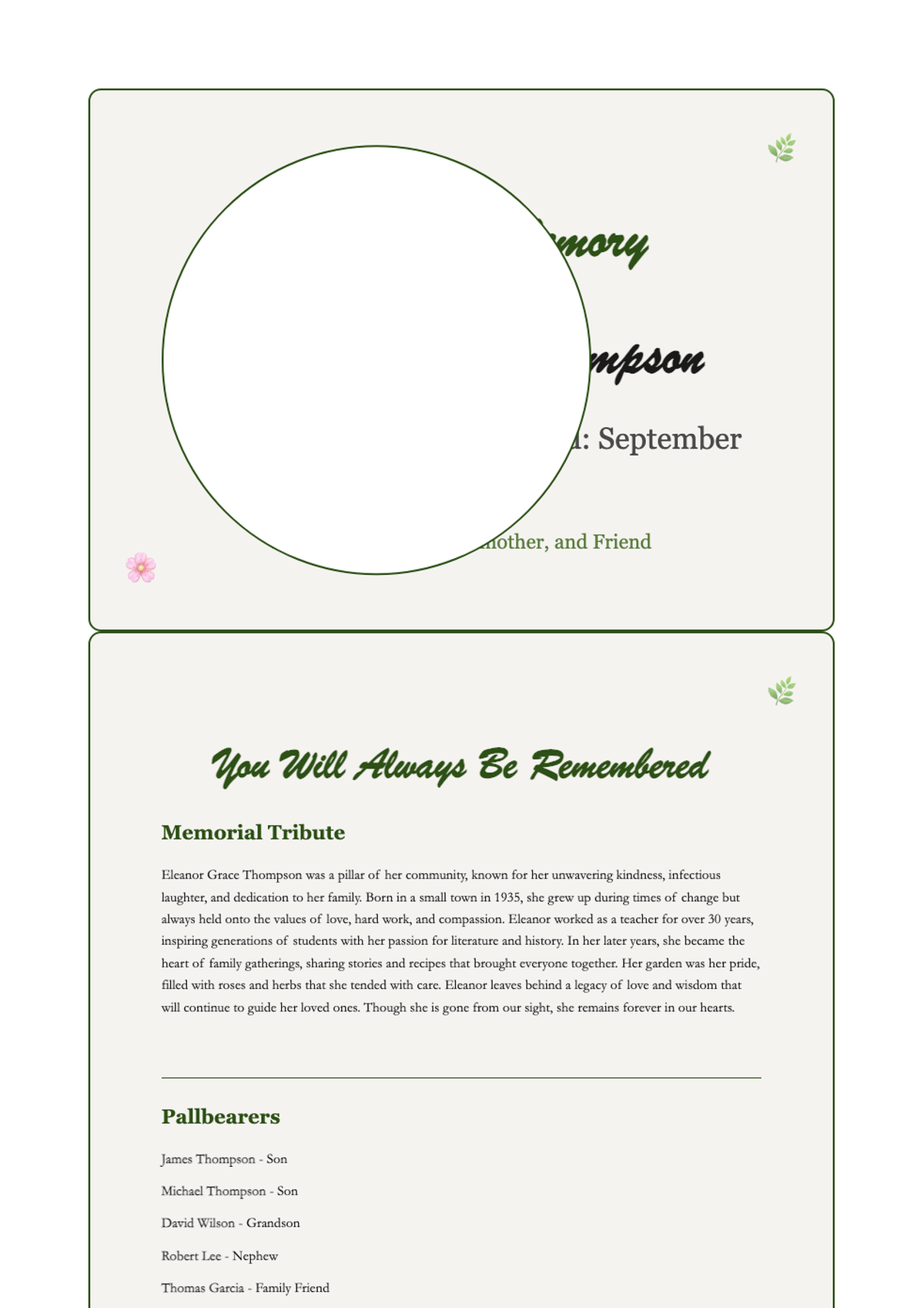 Elegant funeral memorial program with floral design and photo_variant_1